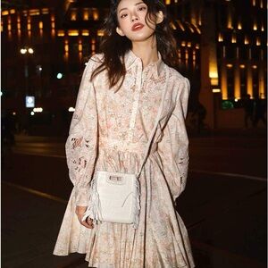 NWOT Maje Belted Tie Print Shirt Dress